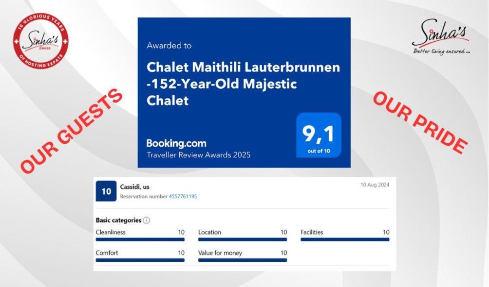 Chalet Maithili Lauterbrunnen -152-Year-Old Majestic Chalet Exterior foto